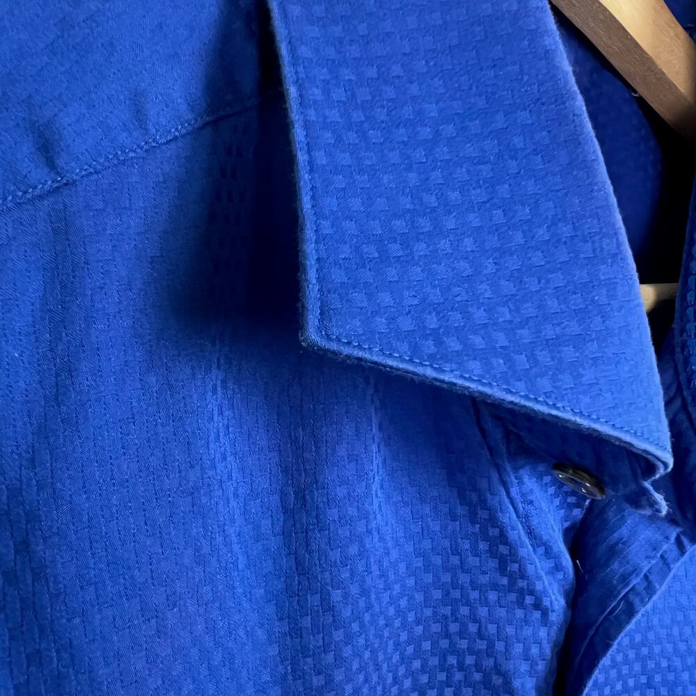 Robert Graham Shirt Mens 42 (Large) Neck 16.5 Button Up Blue Textured Cotton - Picture 5 of 12